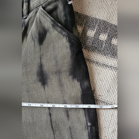Aritzia Wilfred Free Kelsey Tie Dye Pants Size 8 High Rise Black Green Stretch - Picture 14 of 14